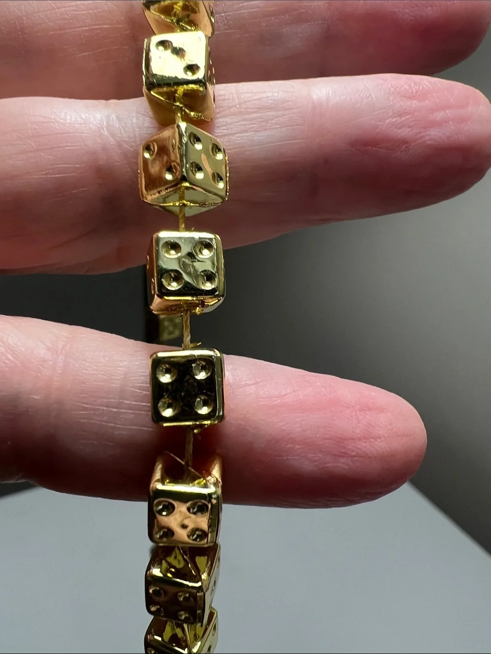 Vintage Gold Tone Dice Cubes Necklace - Novelty - Long